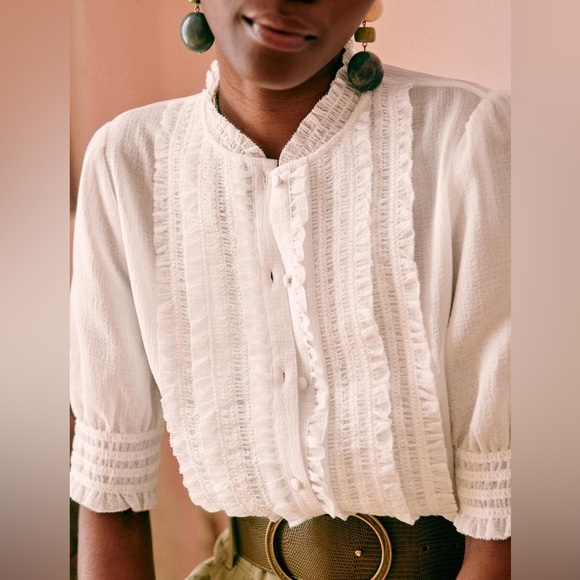 Sezane Tops - Sezane White Norah Silk Blouse